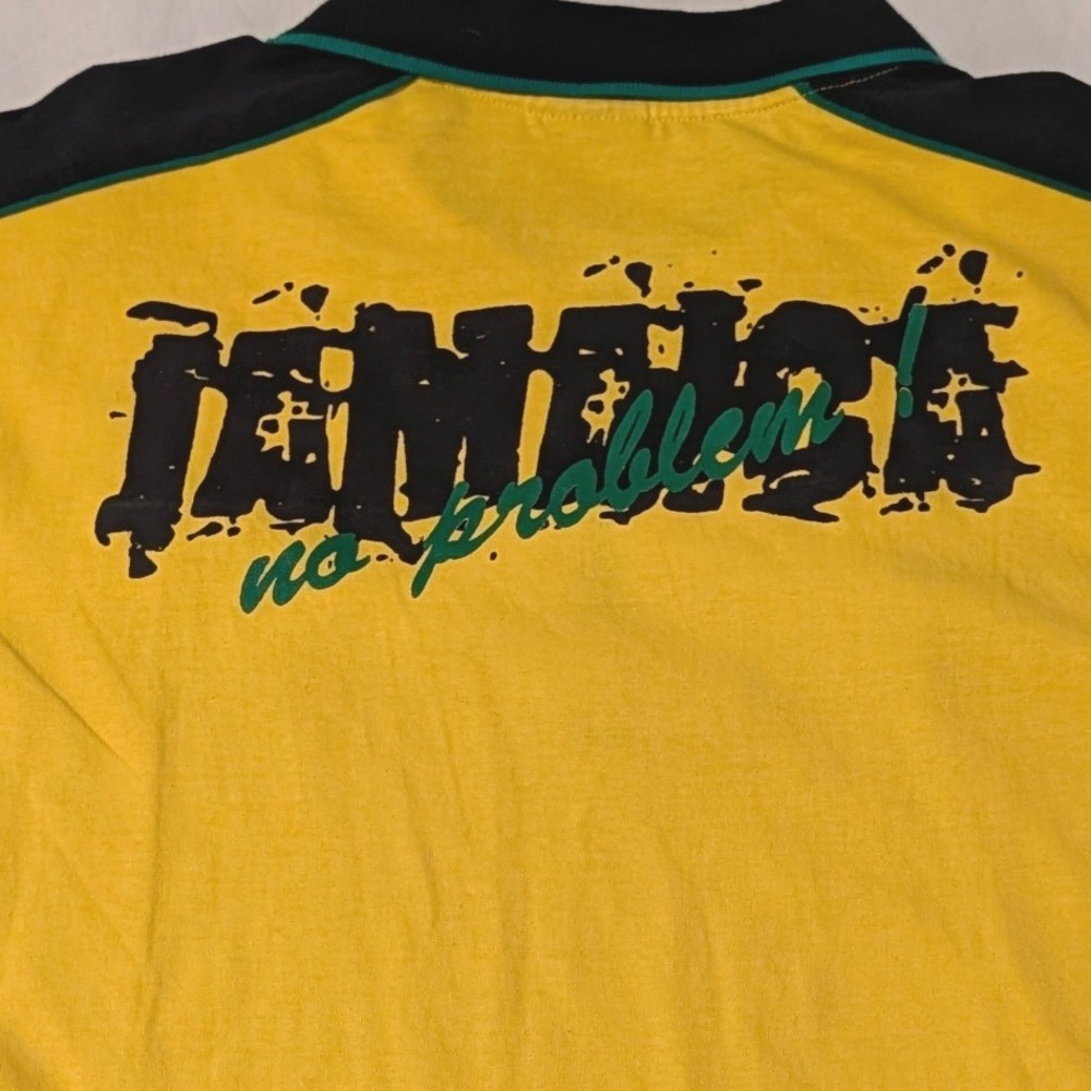 Casual Gear Jamaica Soccer Polo Shirt Yellow Black XL Quarter Zip Cotton NWT